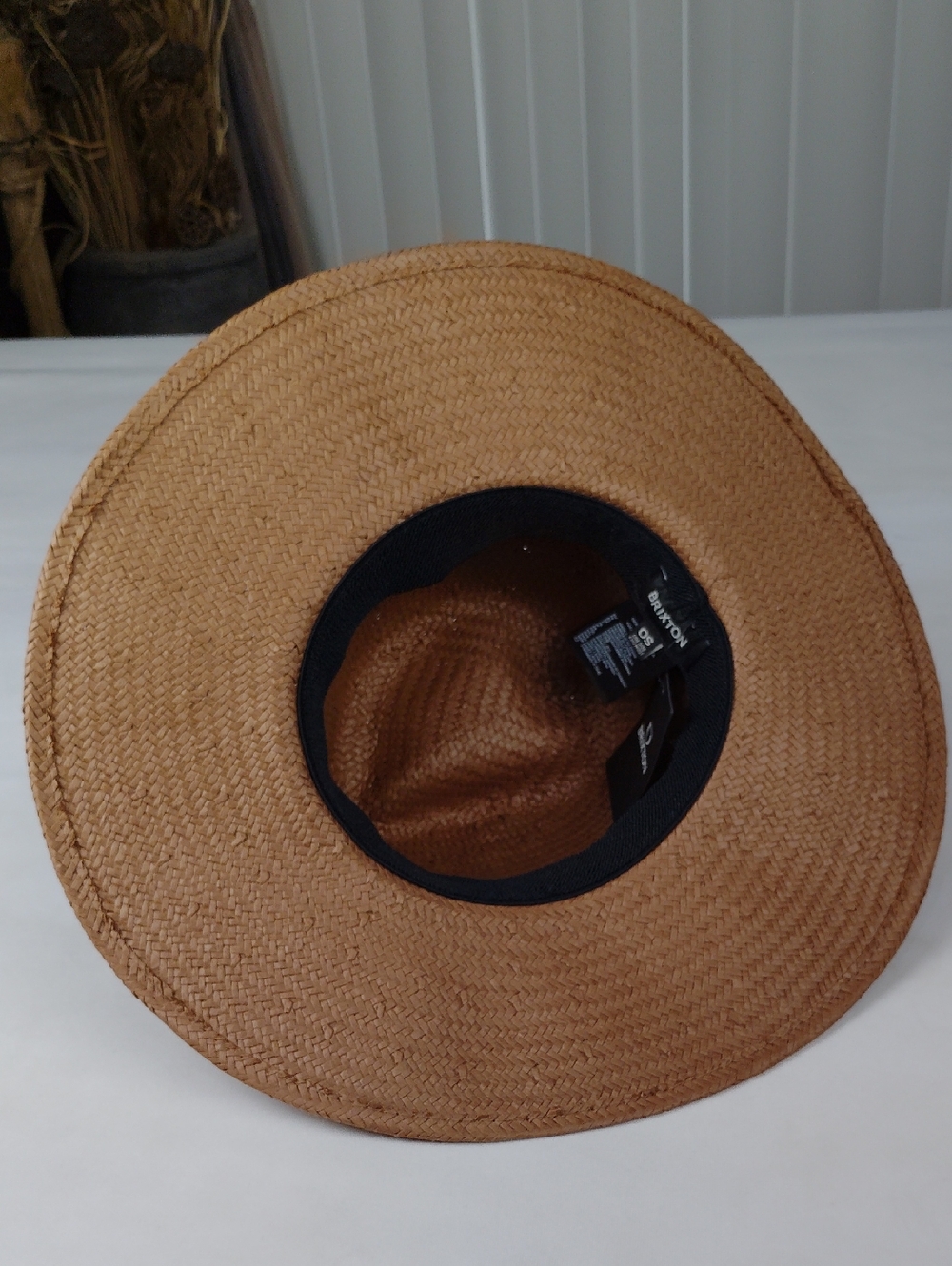 Brixton Wide Brim Straw Fedora Hat . - Picture 8 of 12
